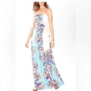 BCBG MaxAzria Floral Maxi Dress in Blue and Cream
